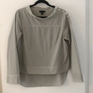 J. Crew Olive Striped Funnel Shirt 8